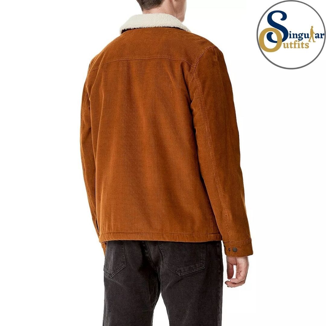 Chamarra Fina de Hombre TM-LM8RC530 Brown Singular Outfits Faux Wool Men's Jacket Back Side
