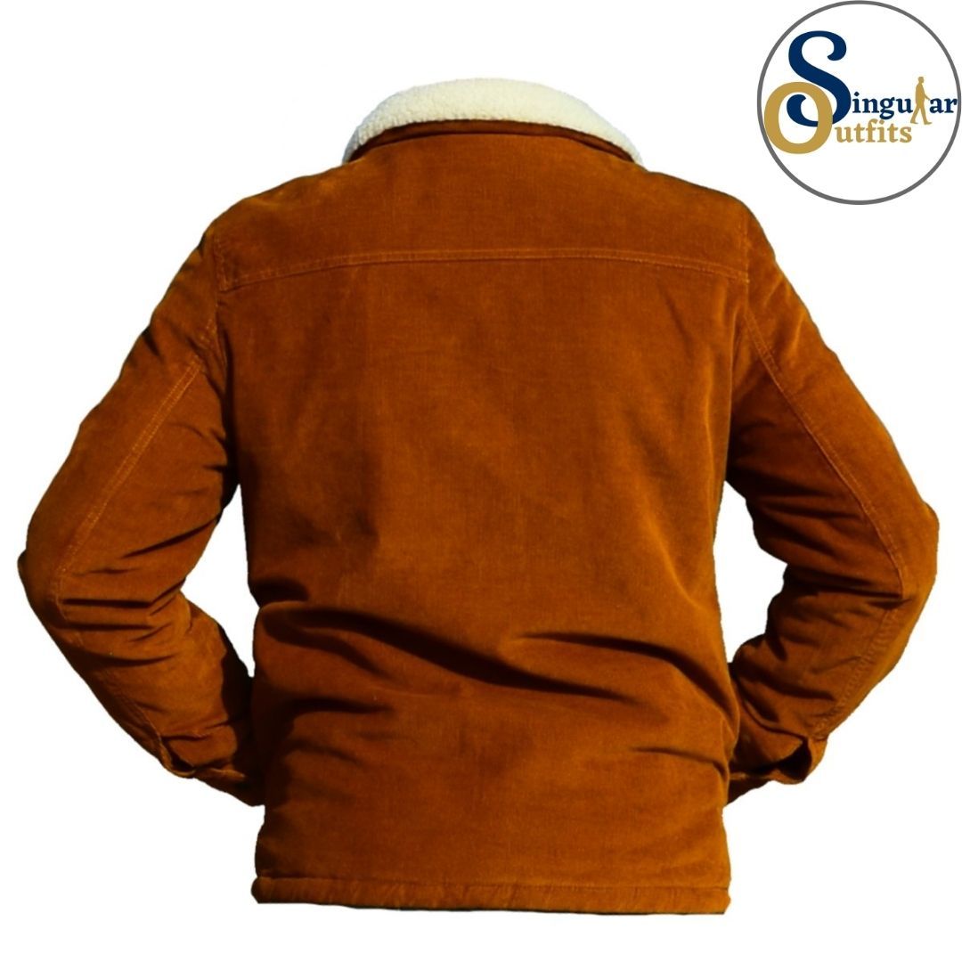 Chamarra Fina de Hombre TM-LM8RC530 Brown Singular Outfits Faux Wool Men's Jacket Back