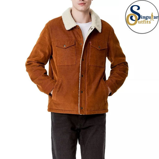 Chamarra Fina de Hombre TM-LM8RC530 Brown Singular Outfits Faux Wool Men's Jacket Front