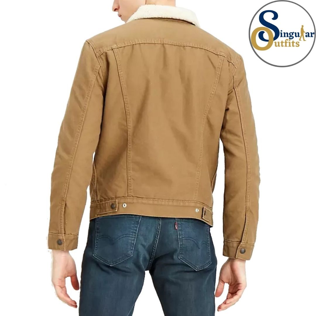 Chamarra Fina de Hombre TM-LM8RC530 Mustard Singular Outfits Faux Wool Men's Jacket Back