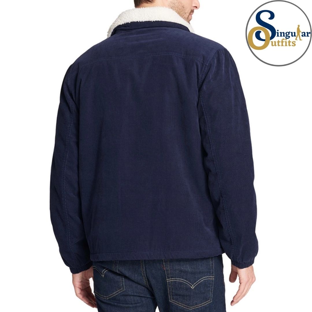 Chamarra Fina de Hombre TM-LM8RC530 Navy Singular Outfits Faux Wool Men's Jacket Back