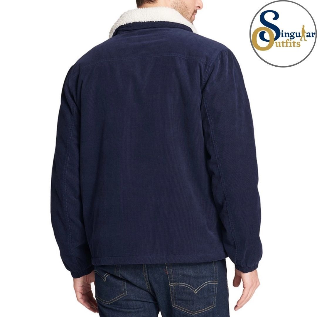 Chamarra Fina de Hombre TM-LM8RC530 Navy Singular Outfits Faux Wool Men's Jacket Back