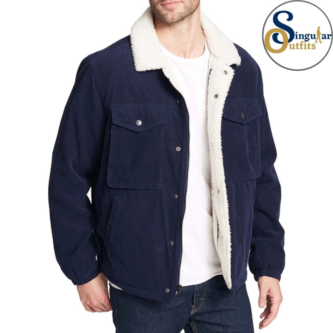 Chamarra Fina de Hombre TM-LM8RC530 Navy Singular Outfits Faux Wool Men's Jacket Front