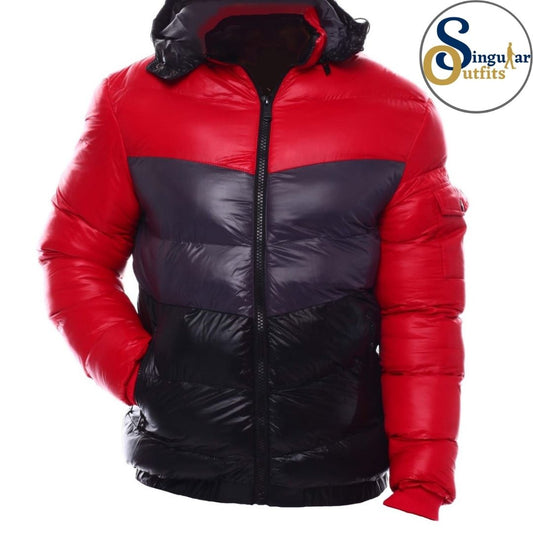 Chamarra Fina de Hombre TM-M1029 Red-Black Singular Outfits Sportier Quilted Hooded Men's Jacket Front