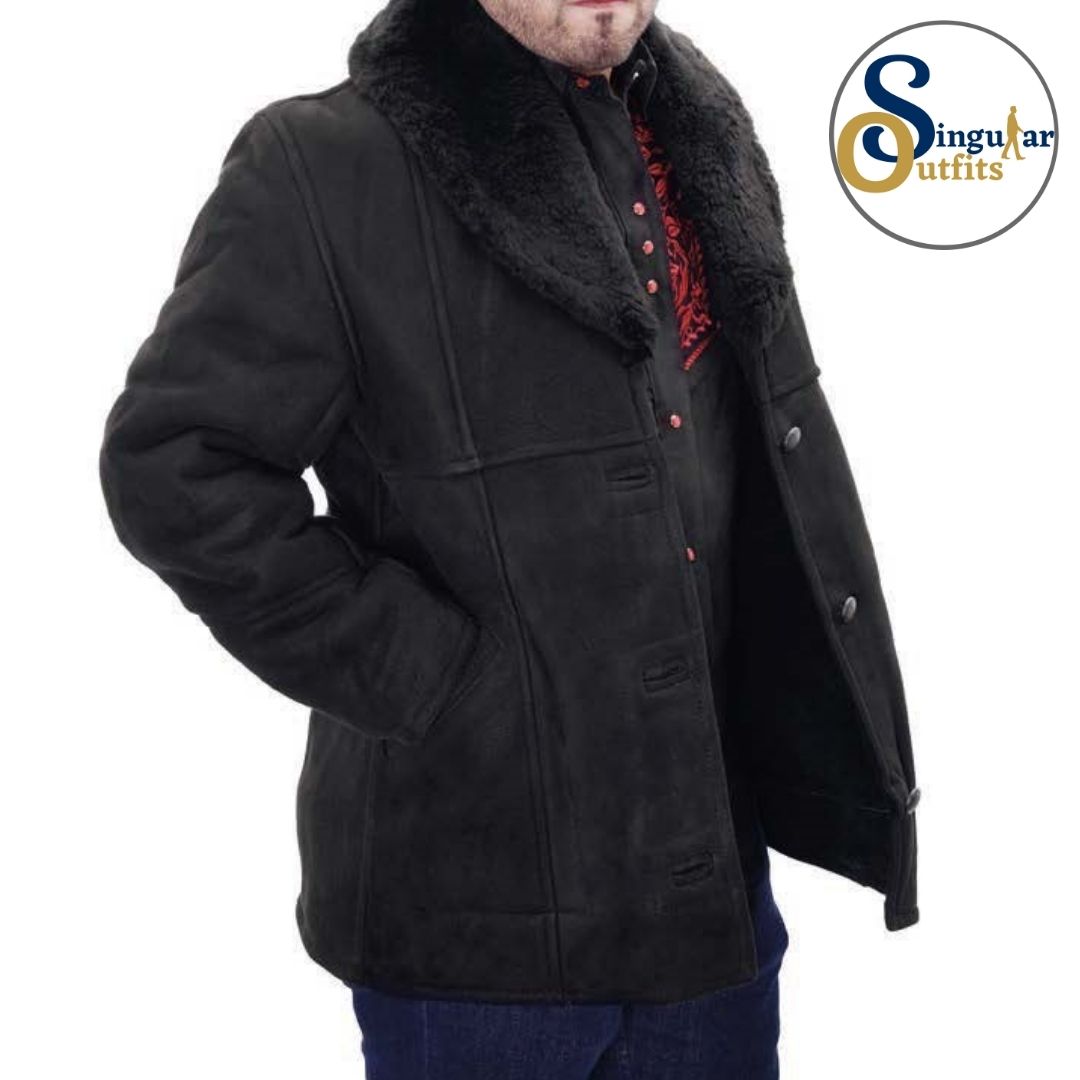Chamarra de borrego negra para hombre SO-WD1778 Men's leather Jacket Singular Outfits