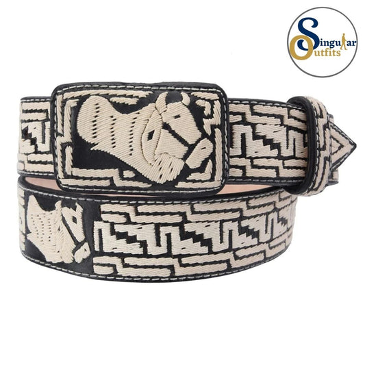 Cinto charro bordado de piel imitación de pita para hombre SO-TM13207 embroidered charro leather belt for men
