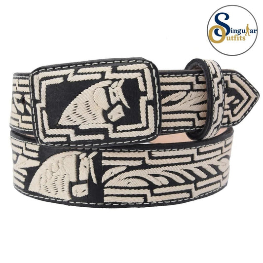 Cinto charro bordado de piel imitación de pita para hombre SO-TM13208 embroidered charro leather belt for men