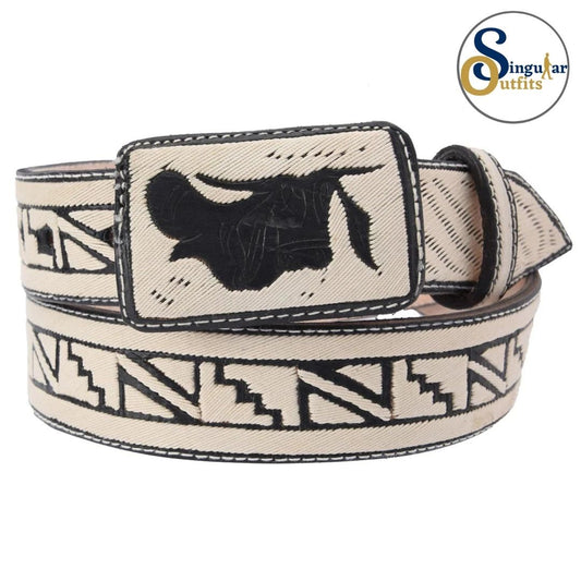 Cinto charro bordado de piel imitación de pita para hombre SO-TM13212 embroidered charro leather belt for men