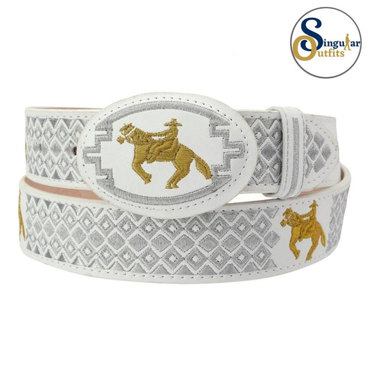 Cinto charro bordado de piel para hombre SO-TM13102 embroidered charro leather belt for men