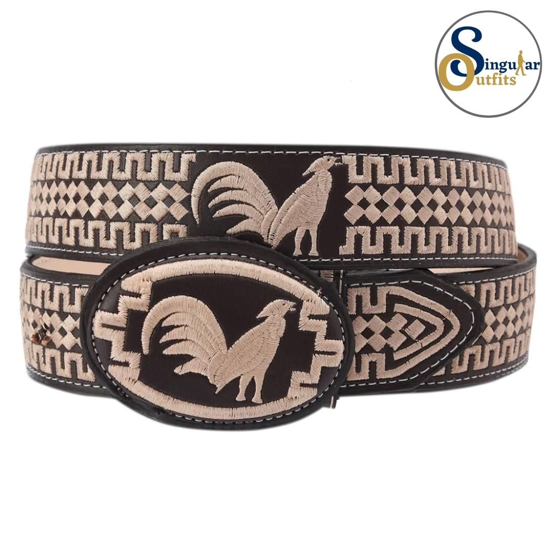 Cinto charro bordado de piel para hombre SO-TM13121 embroidered charro leather belt for men