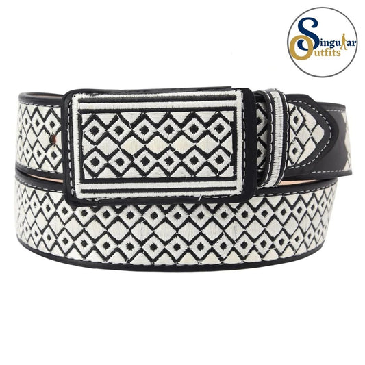 Cinto charro bordado de piel para hombre SO-TM13125 embroidered charro leather belt for men