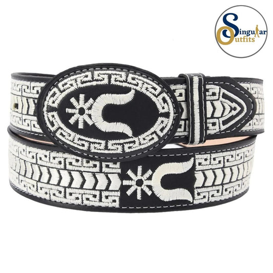 Cinto charro bordado de piel para hombre SO-TM13128 embroidered charro leather belt for men