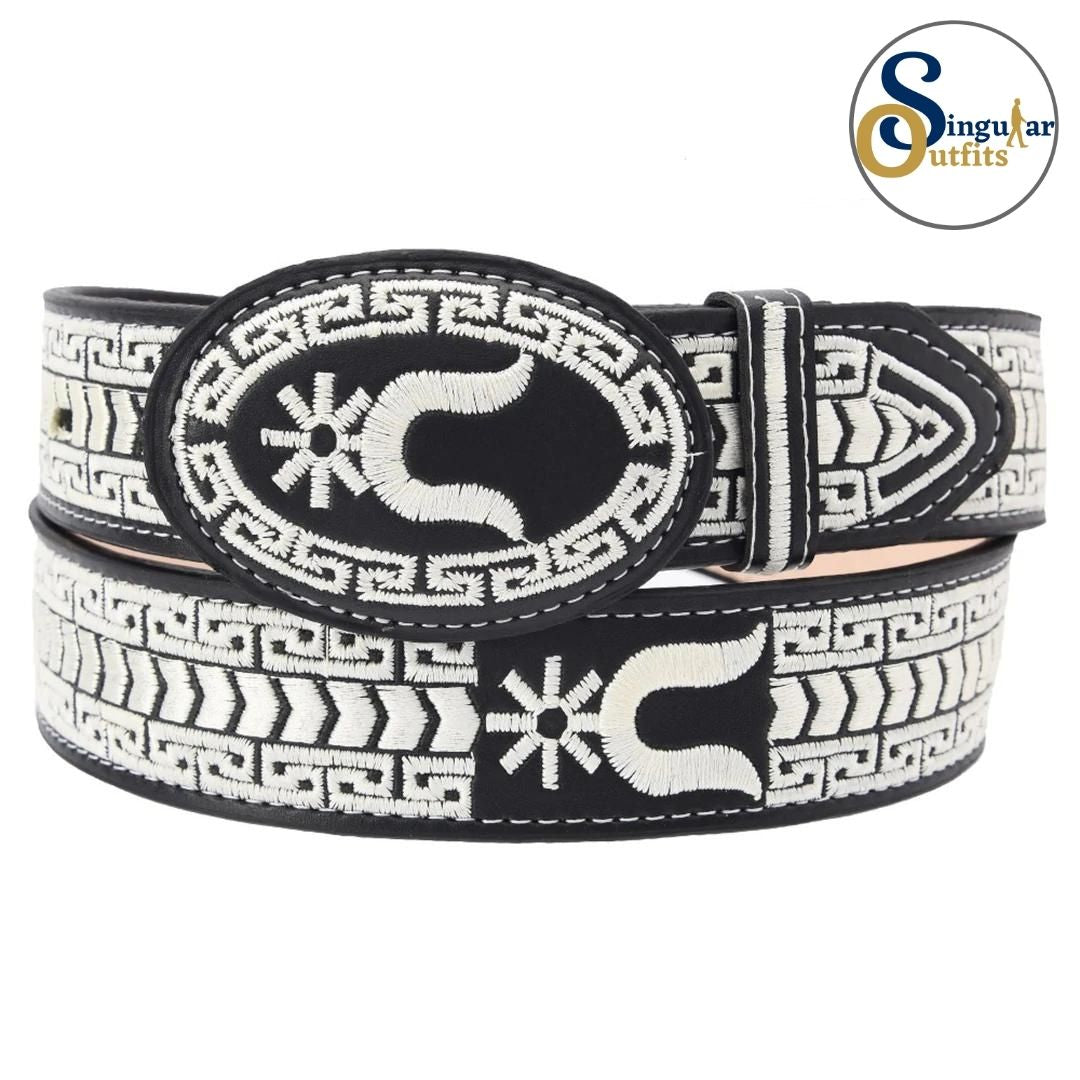 Cinto charro bordado de piel para hombre SO-TM13128 embroidered charro leather belt for men