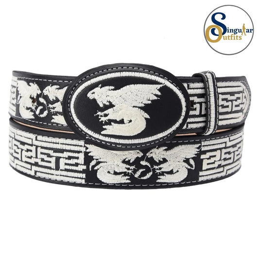 Cinto charro bordado de piel para hombre SO-TM13129 embroidered charro leather belt for men