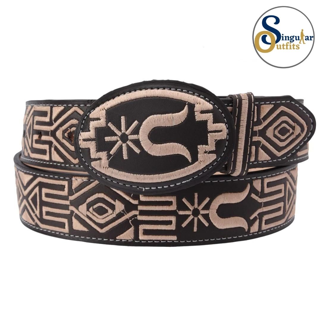 Cinto charro bordado de piel para hombre SO-TM13142 embroidered charro leather belt for men