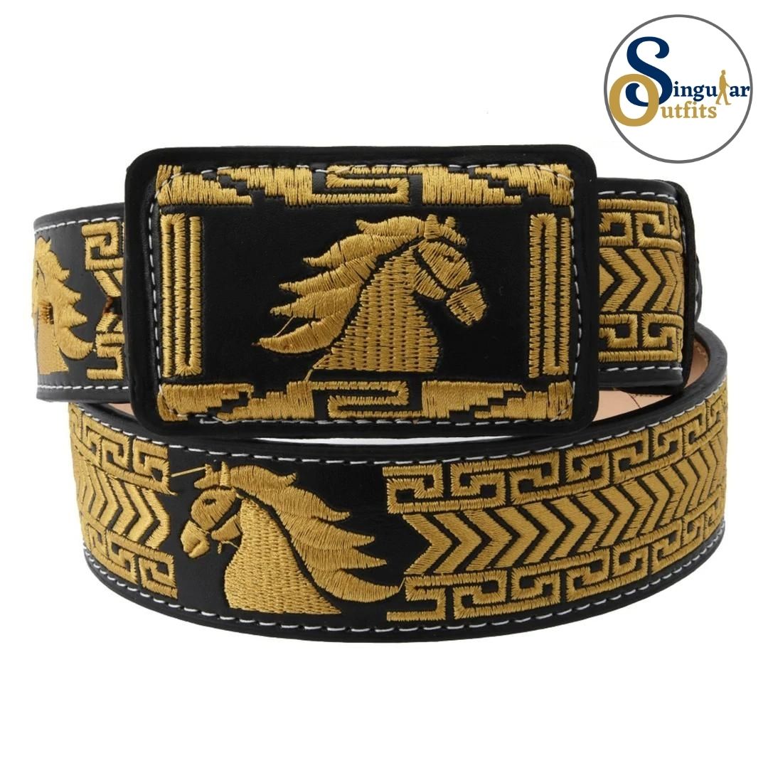 Cinto charro bordado de piel para hombre SO-TM13154 embroidered charro leather belt for men