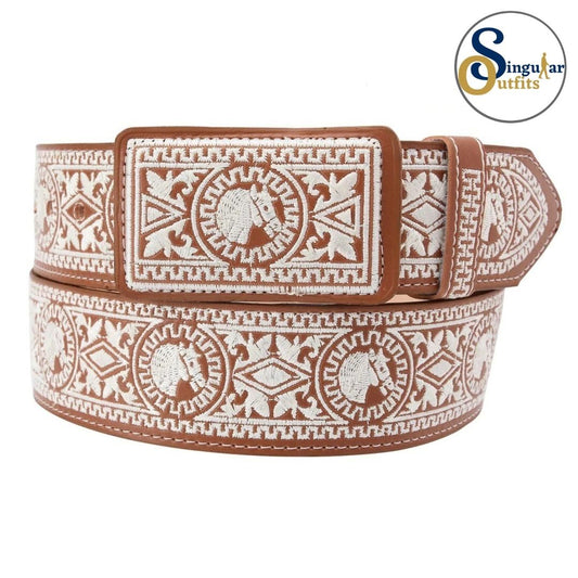 Cinto charro bordado de piel para hombre SO-TM13173 embroidered charro leather belt for men