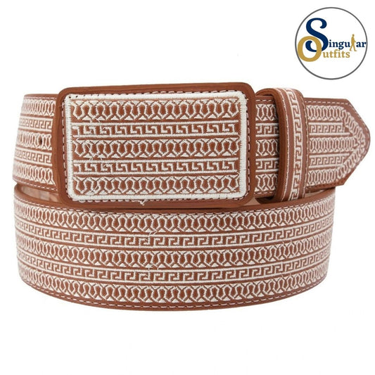 Cinto charro bordado de piel para hombre SO-TM13175 embroidered charro leather belt for men