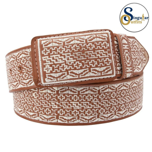 Cinto charro bordado de piel para hombre SO-TM13178 embroidered charro leather belt for men