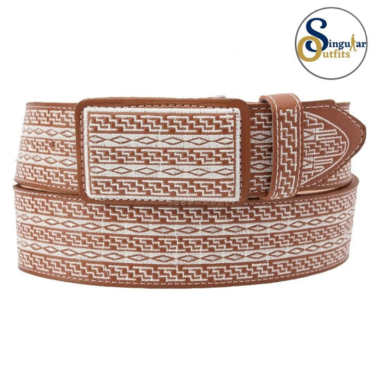 Cinto charro bordado de piel para hombre SO-TM13179 embroidered charro leather belt for men