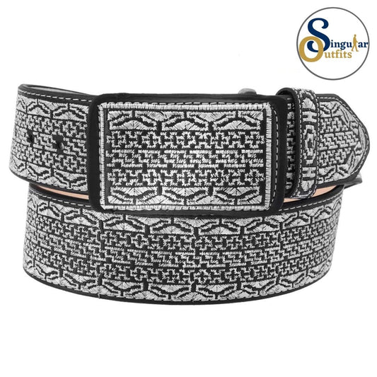 Cinto charro bordado de piel para hombre SO-TM13185 embroidered charro leather belt for men