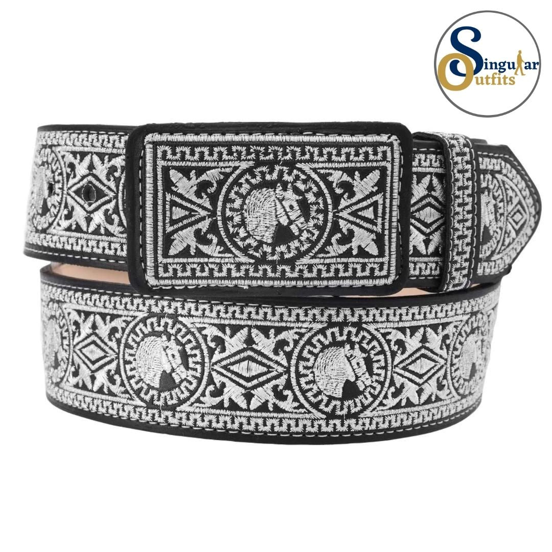 Cinto charro bordado de piel para hombre SO-TM13188 embroidered charro leather belt for men
