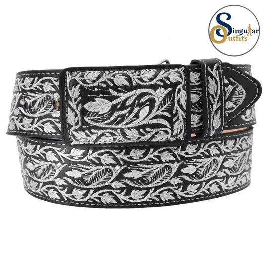 Cinto charro bordado de piel para hombre SO-TM13190 embroidered charro leather belt for men