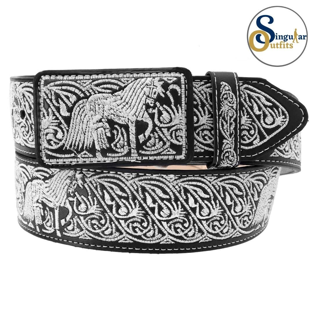 Cinto charro bordado de piel para hombre SO-TM13192 embroidered charro leather belt for men