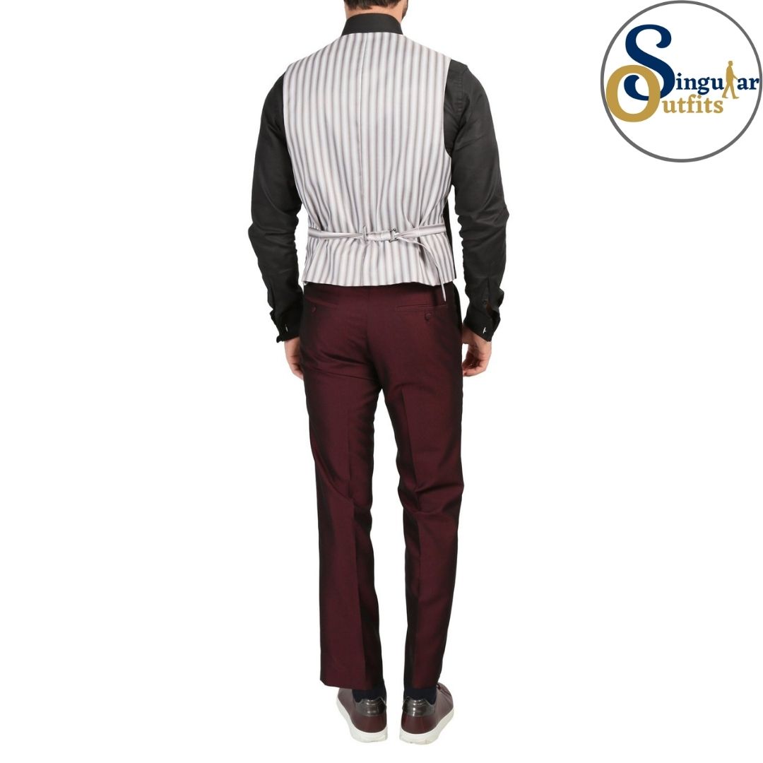 DAXSON Slim Fit 3 Piece Tuxedo Burgundy Shawl Lapel Singular Outfits Esmoquin Solapa Chal Back Vest