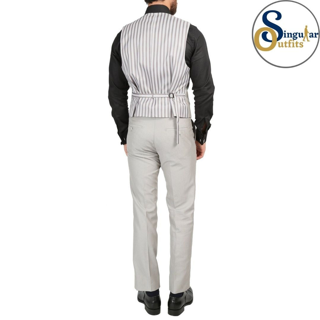 DAXSON Slim Fit 3 Piece Tuxedo Gray Shawl Lapel Singular Outfits Esmoquin Solapa Chal Back Vest
