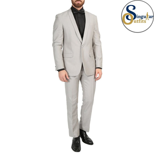 DAXSON Slim Fit 3 Piece Tuxedo Gray Shawl Lapel Singular Outfits Esmoquin Solapa Chal Front
