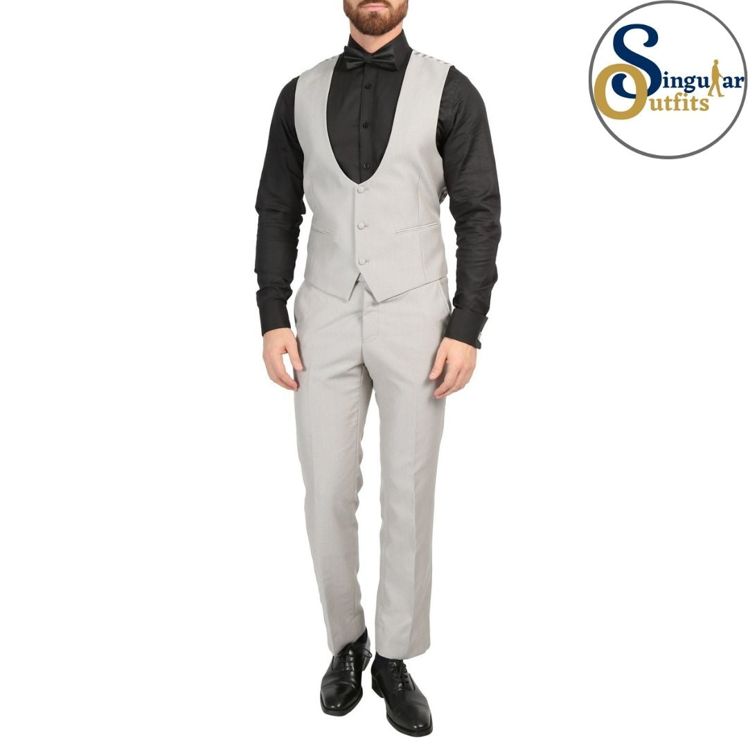DAXSON Slim Fit 3 Piece Tuxedo Gray Shawl Lapel Singular Outfits Esmoquin Solapa Chal Vest