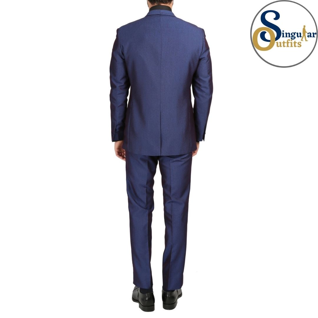 DAXSON Slim Fit 3 Piece Tuxedo Navy Shawl Lapel Singular Outfits Esmoquin Solapa Chal Back