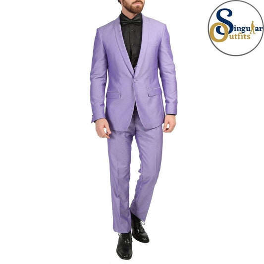 DAXSON Slim Fit 3 Piece Tuxedo Ultra Violet Shawl Lapel Singular Outfits Esmoquin Solapa Chal Front