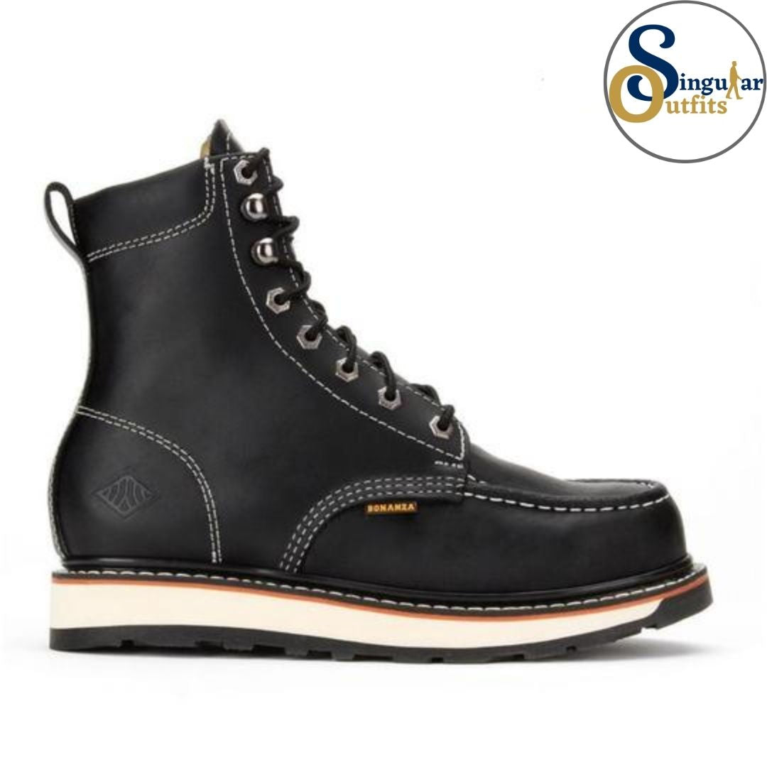 Dual Density Moc Toe Work Boots SO-BA812 Black Singular Outfits Botas de Trabajo Negro