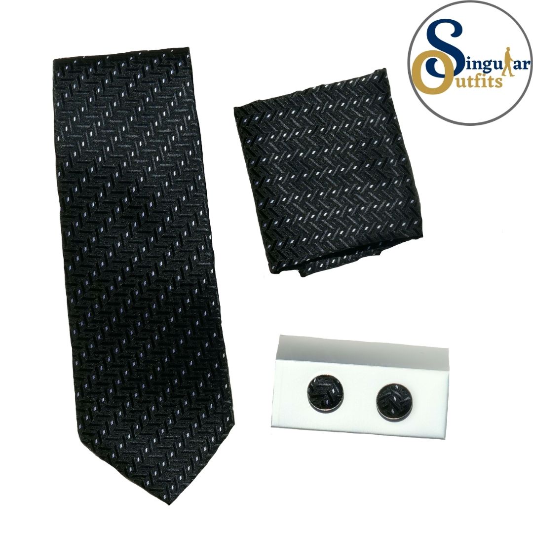 Formal Dress Necktie Box Set OR-0014 Singular Outfits Corbata Pañuelo y Gemelos de Hombre