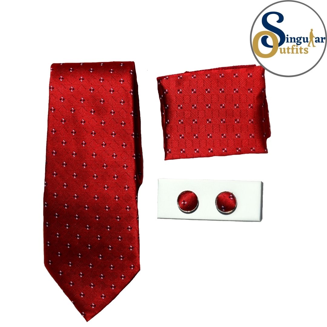Formal Dress Necktie Box Set OR-0017 Singular Outfits Corbata Pañuelo y Gemelos de Hombre