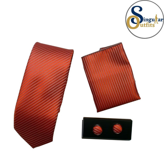 Formal Dress Necktie Box Set OR-0018 Singular Outfits Corbata Pañuelo y Gemelos de Hombre
