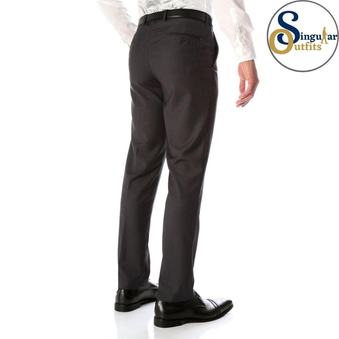 HALO Slim Fit Flat Front Formal Dress Pants Charcoal Singular Outfits Pantalones Formales de Vestir Back Side 