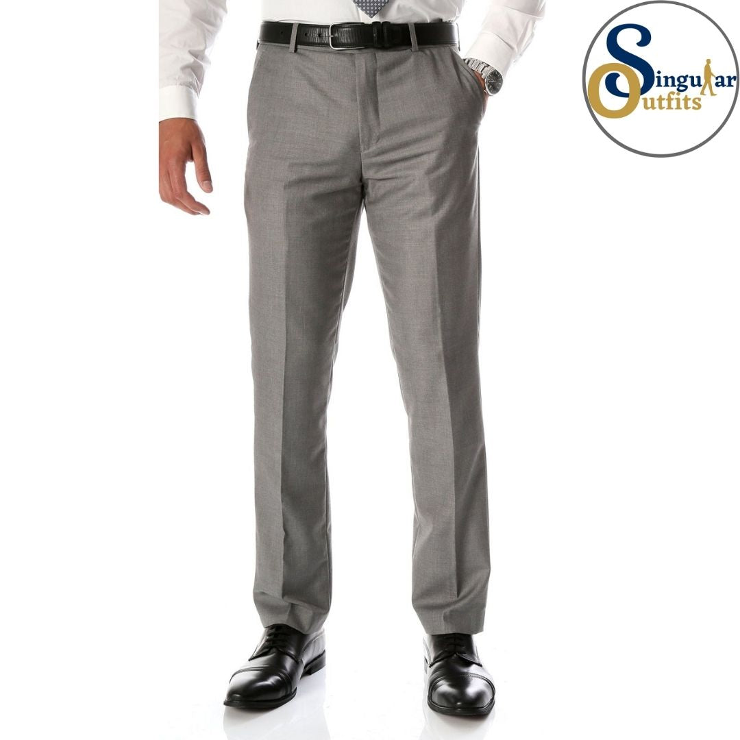 HALO Slim Fit Flat Front Formal Dress Pants Gray Singular Outfits Pantalones Formales de Vestir 