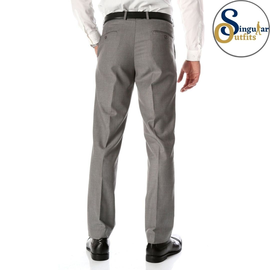 HALO Slim Fit Flat Front Formal Dress Pants Gray Singular Outfits Pantalones Formales de Vestir Back 