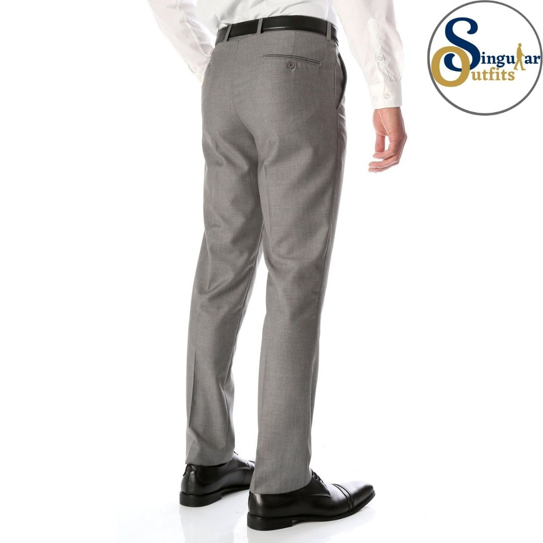 HALO Slim Fit Flat Front Formal Dress Pants Gray Singular Outfits Pantalones Formales de Vestir Back Side