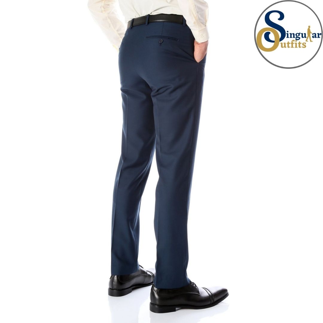 HALO Slim Fit Flat Front Formal Dress Pants Navy Singular Outfits Pantalones Formales de Vestir Back Side