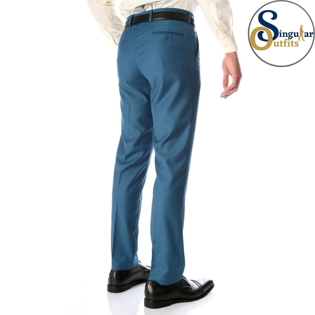 HALO Slim Fit Flat Front Formal Dress Pants Teal Singular Outfits Pantalones Formales de Vestir Back Side