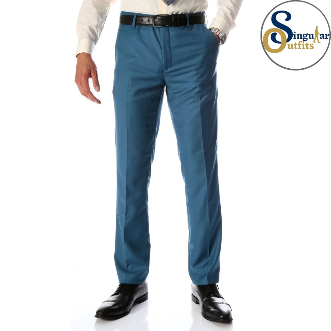 HALO Slim Fit Flat Front Formal Dress Pants Teal Singular Outfits Pantalones Formales de Vestir 