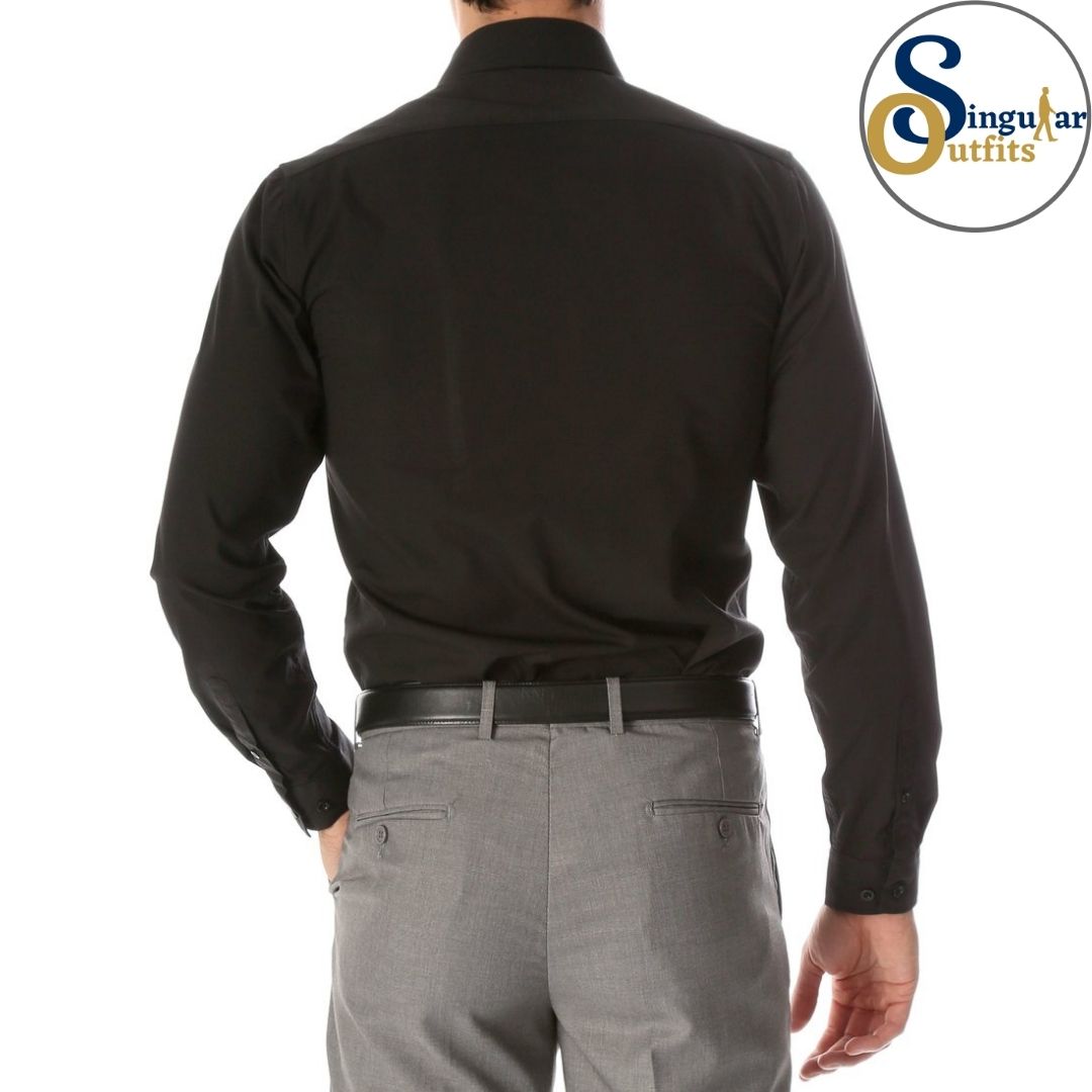 LEO Slim Fit Button Up Formal Dress Shirt Black Singular Outfits Camisa Formal de Vestir Back