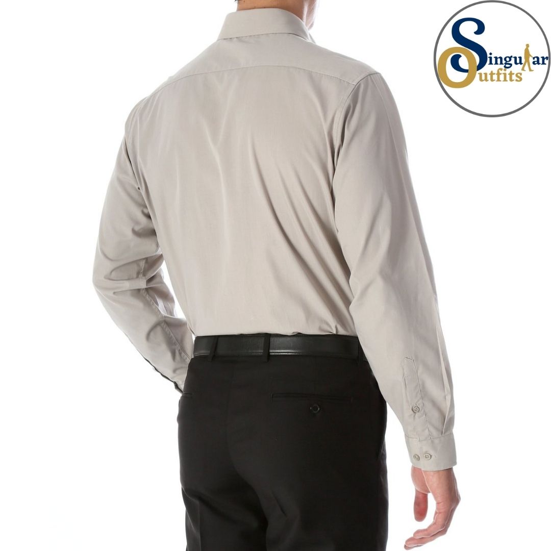 LEO Slim Fit Button Up Formal Dress Shirt Gray Singular Outfits Camisa Formal de Vestir Back Side