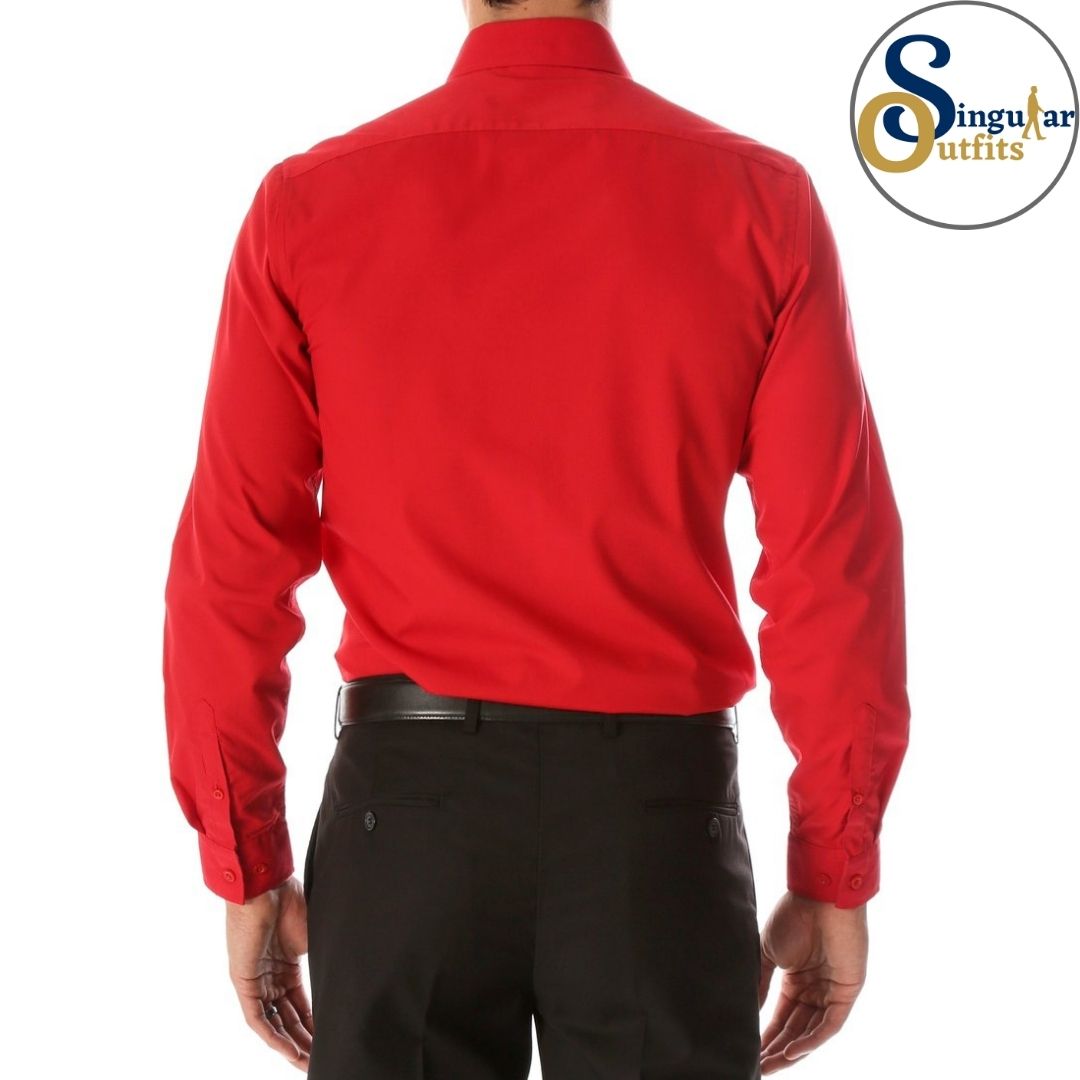 LEO Slim Fit Button Up Formal Dress Shirt Red Singular Outfits Camisa Formal de Vestir Back