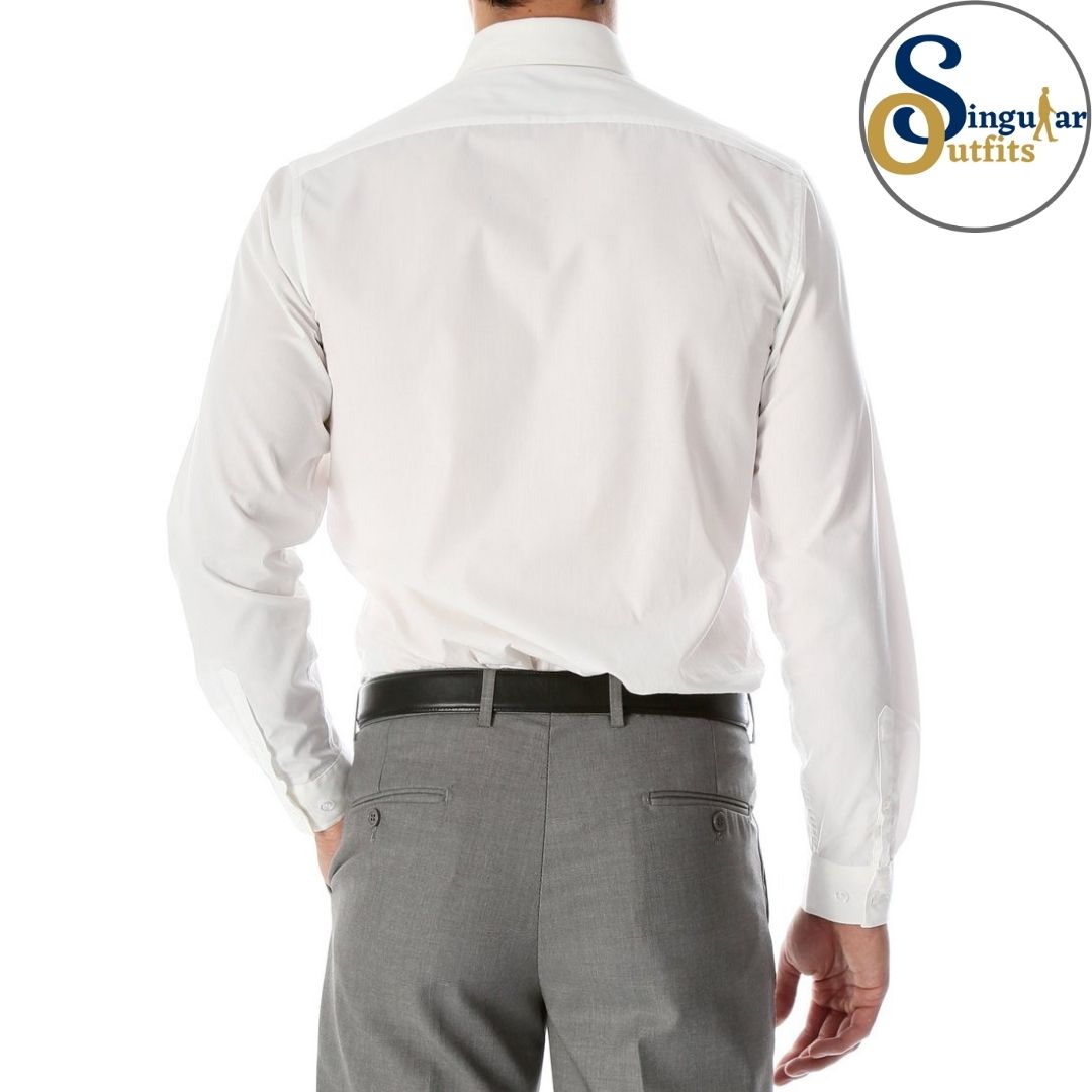 LEO Slim Fit Button Up Formal Dress Shirt White Singular Outfits Camisa Formal de Vestir Back