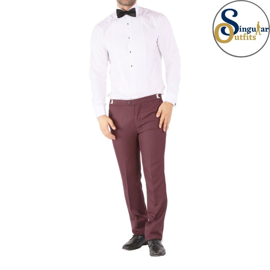 LUNA Slim Fit 3 Piece Tuxedo Burgundy Peak Lapel Singular Outfits Esmoquin Solapa de Pico Vest Pants
